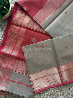 Maheshwari Beige Tissue Silk Saree-TBBS01