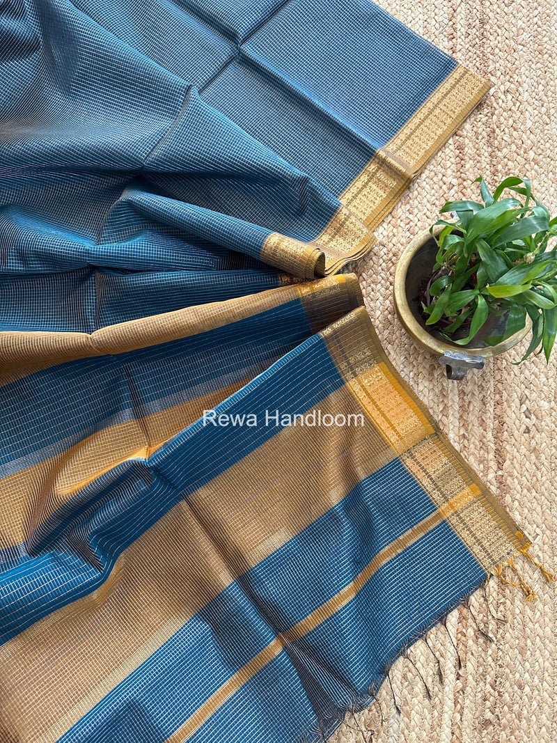 Maheshwari Rama Green Tissue Silk Saree TCB0083