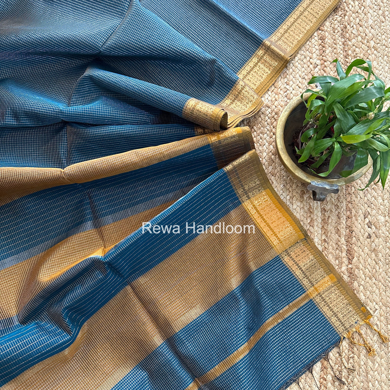 Maheshwari Rama Green Tissue Silk Saree TCB0083