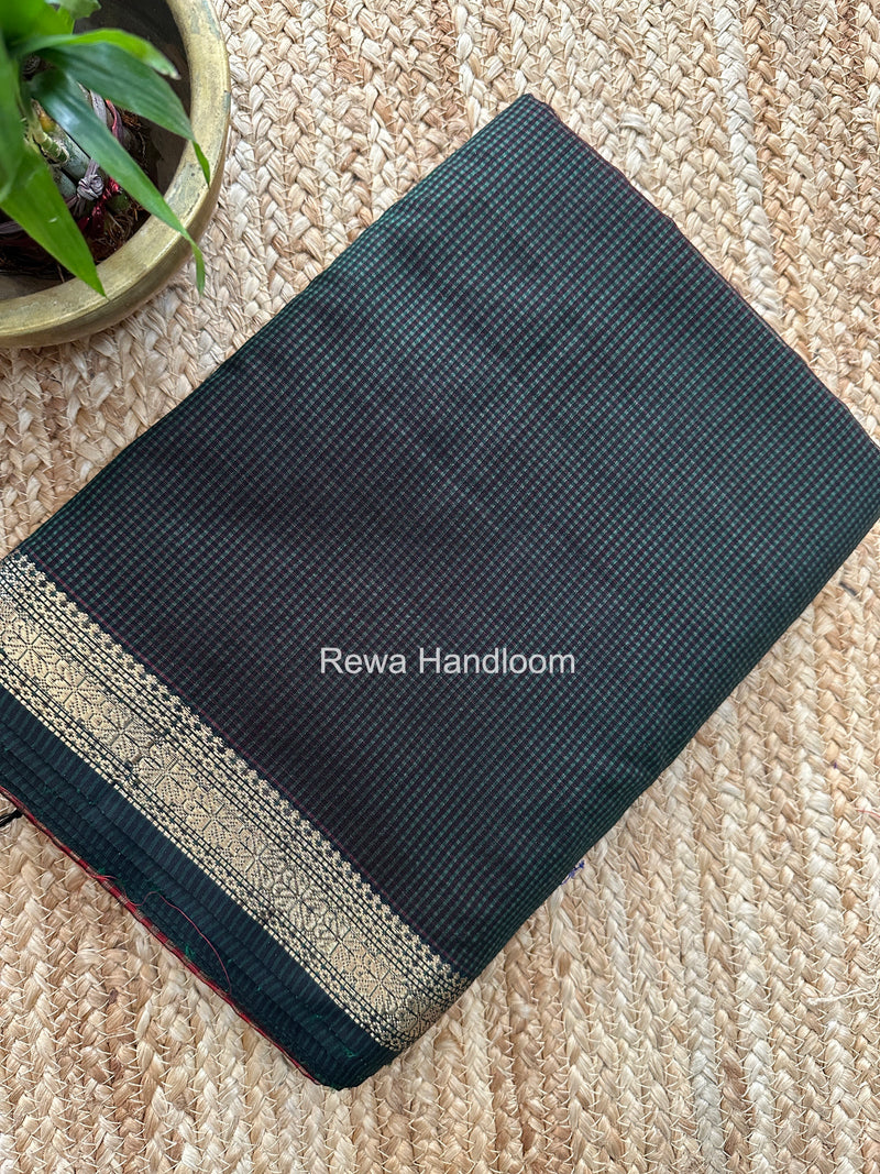 Maheshwari Bottle Green Garbha Reshami Silk Saree GS311