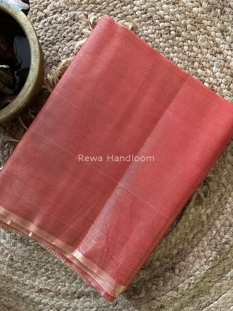 Maheshwari Red Tissue Saree TS024