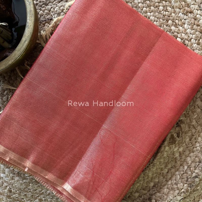 Maheshwari Red Tissue Saree TS024