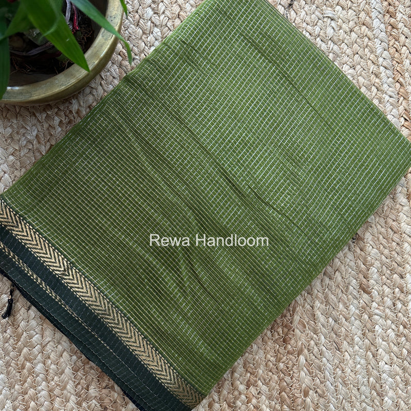Maheshwari Mehendi Green Tissue Silk Saree TCB0084