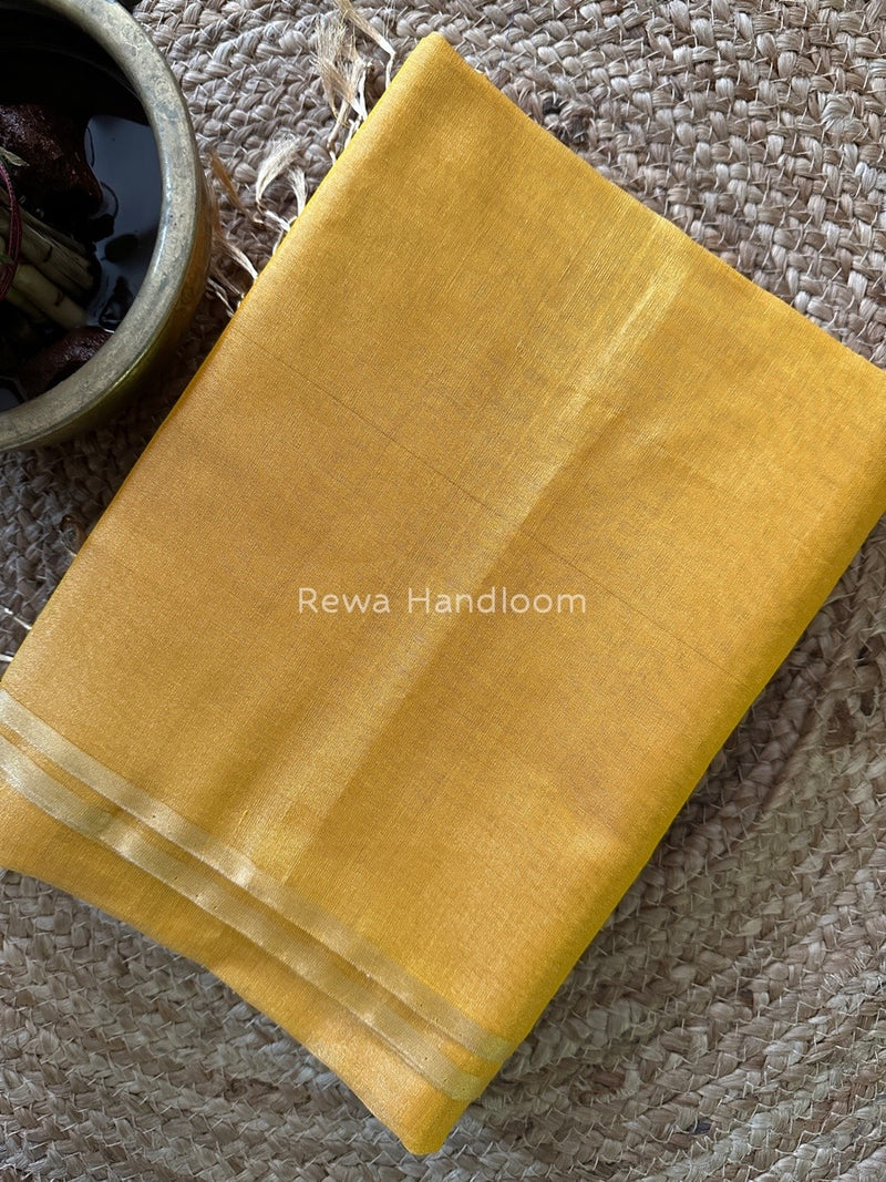 Maheshwari Golden Yellow Tissue Saree TS027