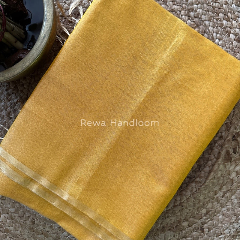 Maheshwari Golden Yellow Tissue Saree TS027