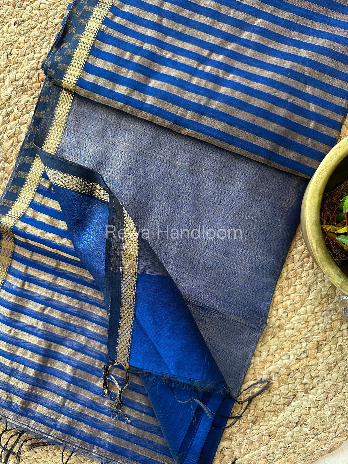 Maheshwari Blue Tissue Silk Saree-TZLS07