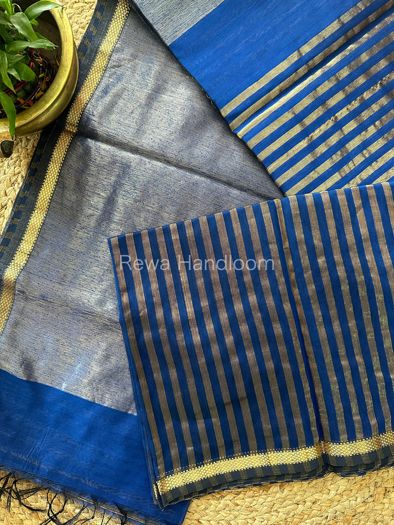 Maheshwari Blue Tissue Silk Saree TZLS07