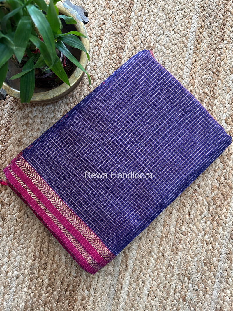 Maheshwari Blue Tissue Silk Saree TCB0086