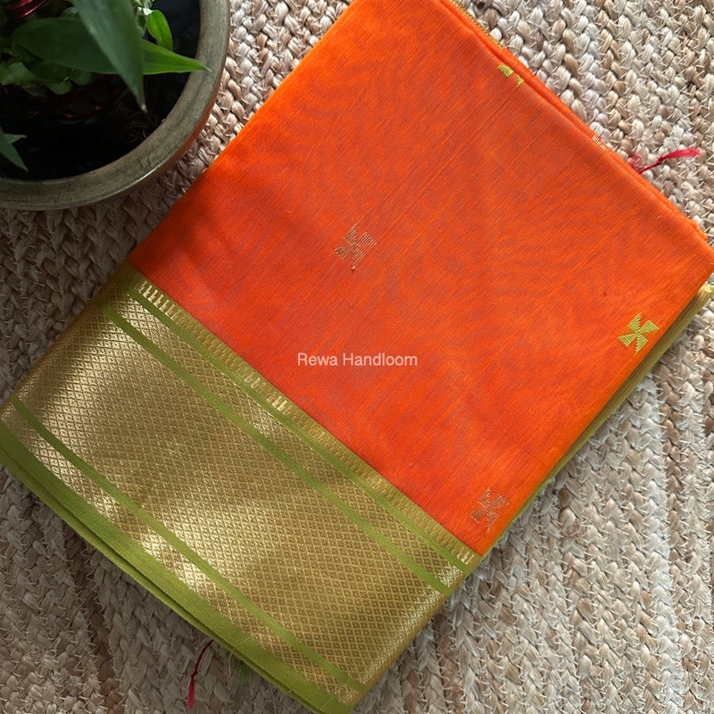 Maheshwari Orange Zari Butti Saree SW046
