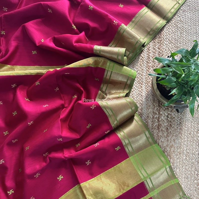 Maheshwari Rani Pink Zari Butti Saree SW047