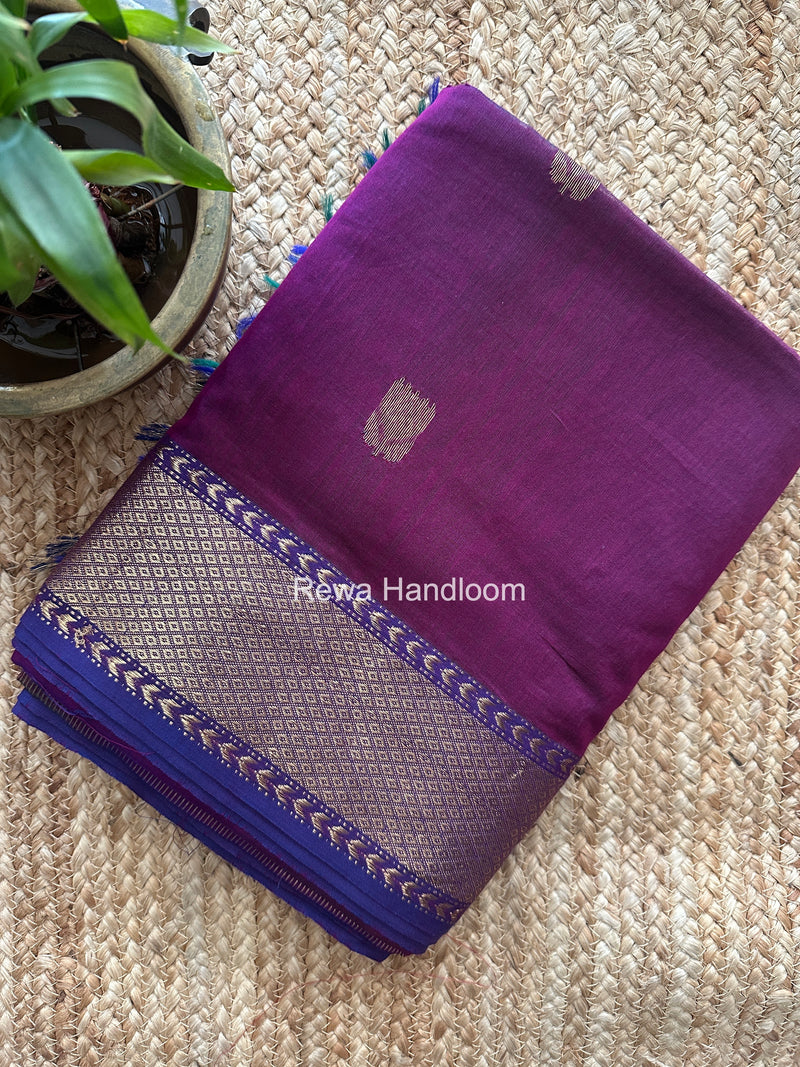 Maheshwari Purple Lotus Shaded Butta Saree SLB040