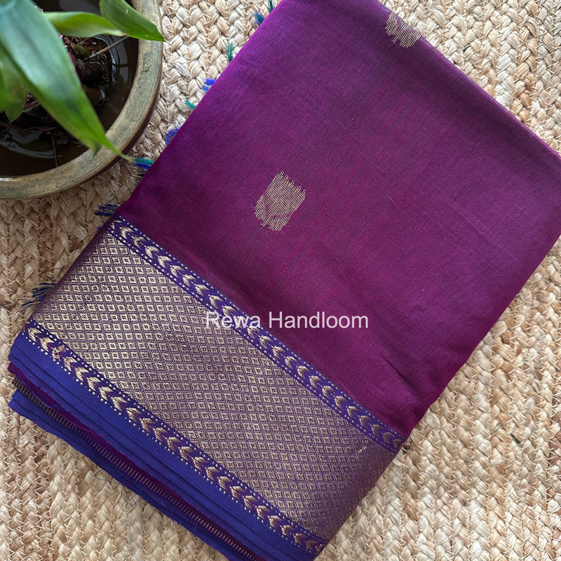 Maheshwari Purple Lotus Shaded Butta Saree SLB040
