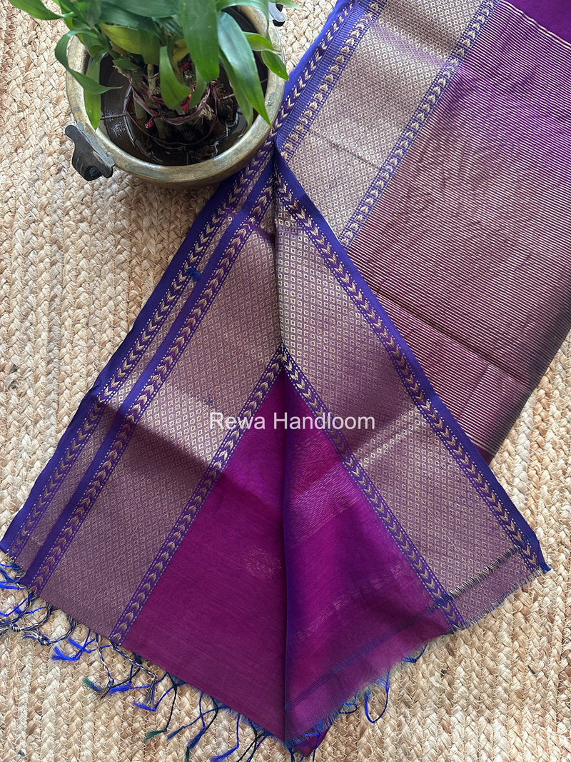 Maheshwari Purple Lotus Shaded Butta Saree SLB040