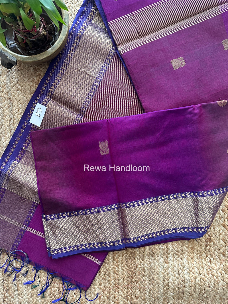 Maheshwari Purple Lotus Shaded Butta Saree SLB040