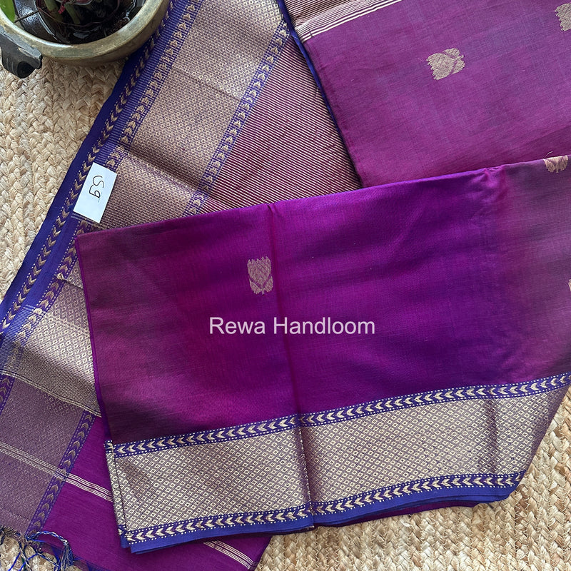 Maheshwari Purple Lotus Shaded Butta Saree SLB040