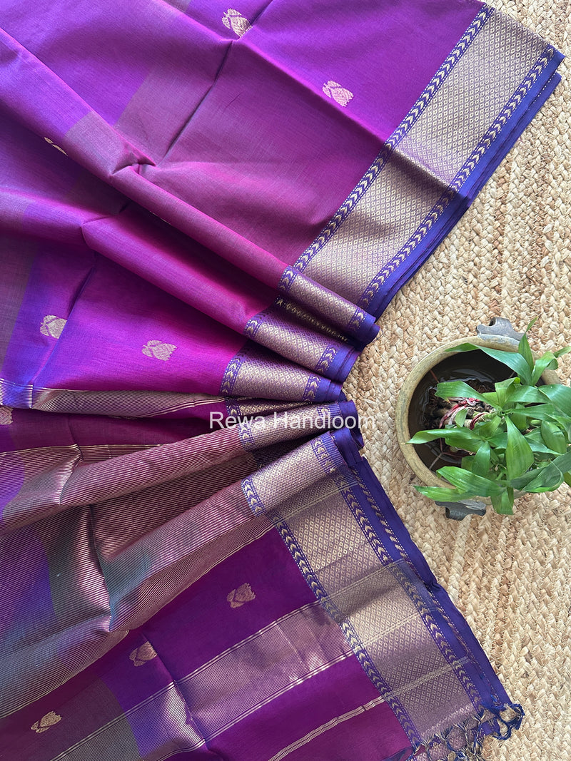 Maheshwari Purple Lotus Shaded Butta Saree SLB040