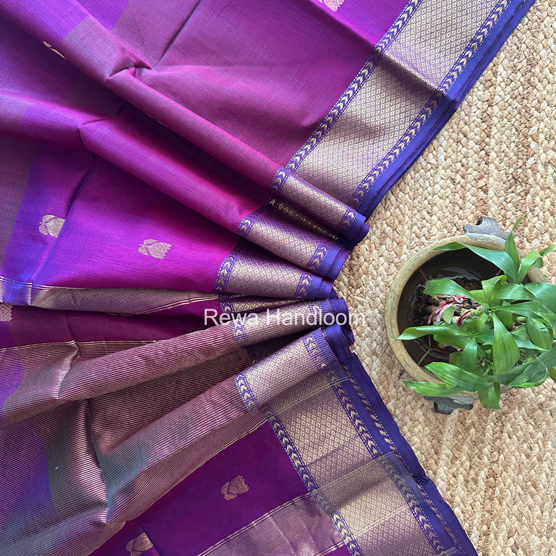 Maheshwari Purple Lotus Shaded Butta Saree SLB040