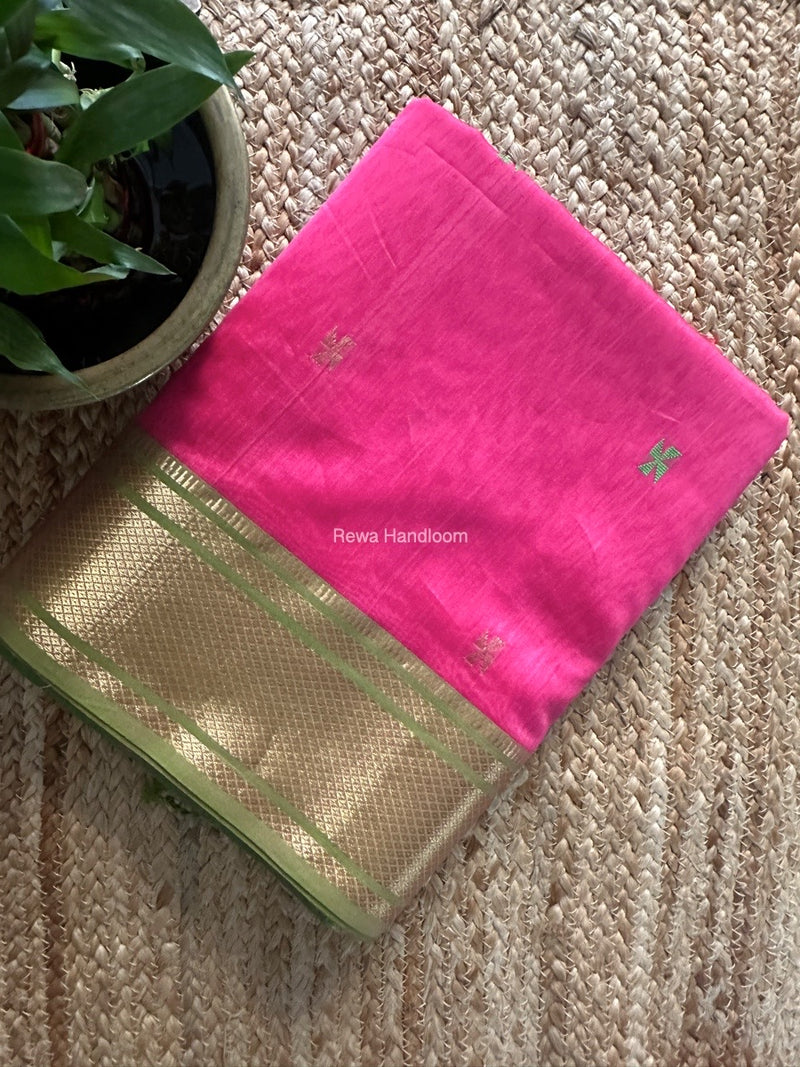 Maheshwari Pink Zari Butti Saree SW048