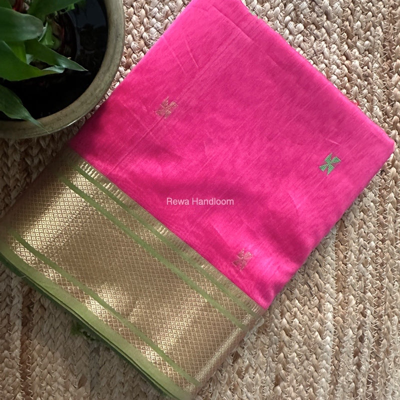 Maheshwari Pink Zari Butti Saree SW048