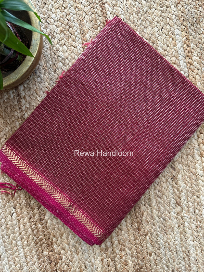 Maheshwari Maroon Tissue Silk Saree TCB0092