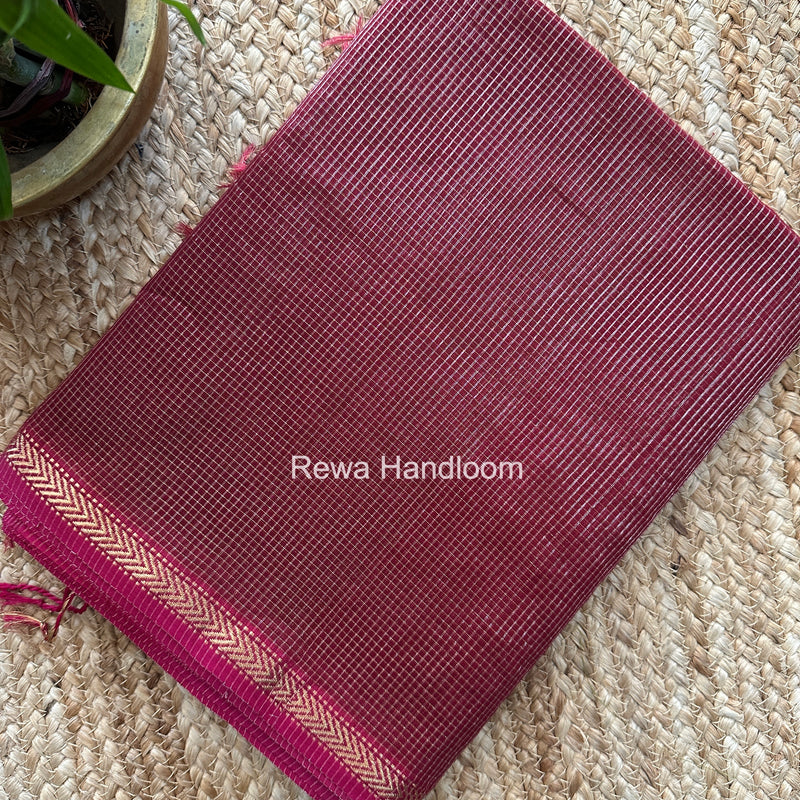 Maheshwari Maroon Tissue Silk Saree TCB0092