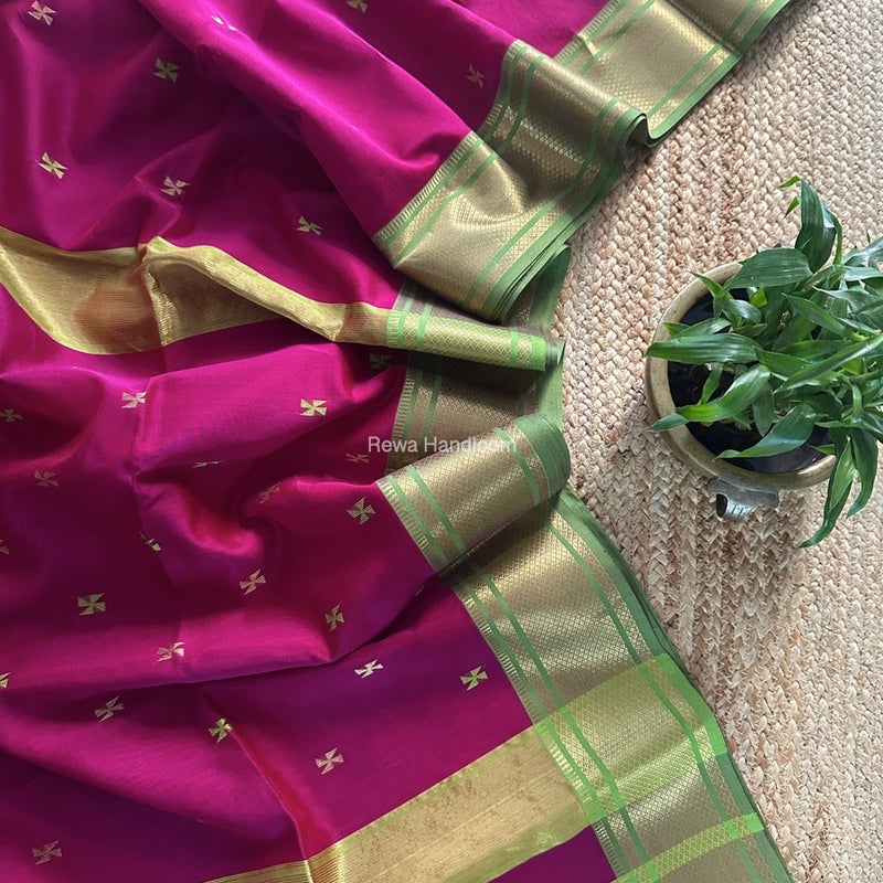 Maheshwari Magenta Zari Butti Saree SW049