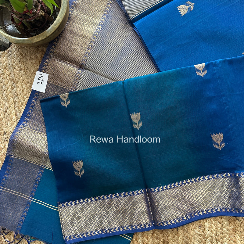 Maheshwari Blue Lotus Shaded Butta Saree SLB043
