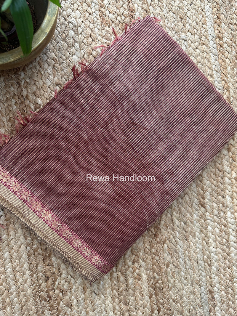 Maheshwari Purple Tissue Silk Saree TCB0094