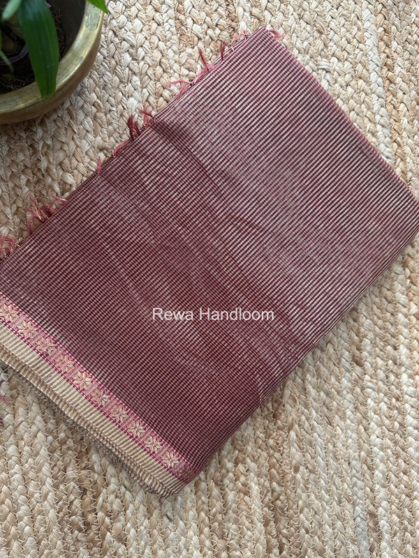 Maheshwari Purple Tissue Silk Saree TCB0094