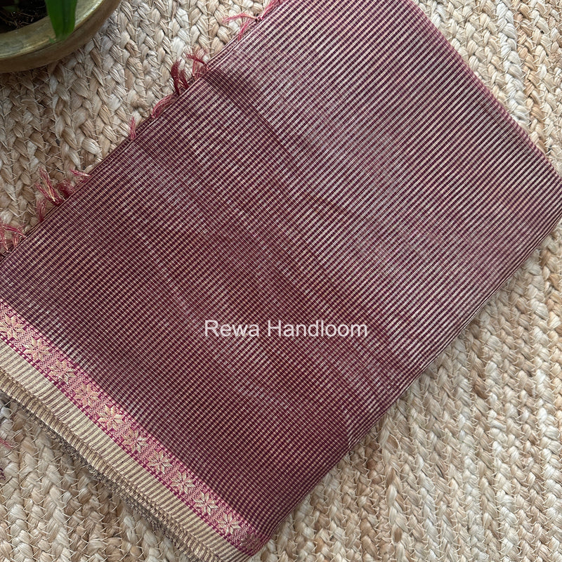 Maheshwari Purple Tissue Silk Saree TCB0094
