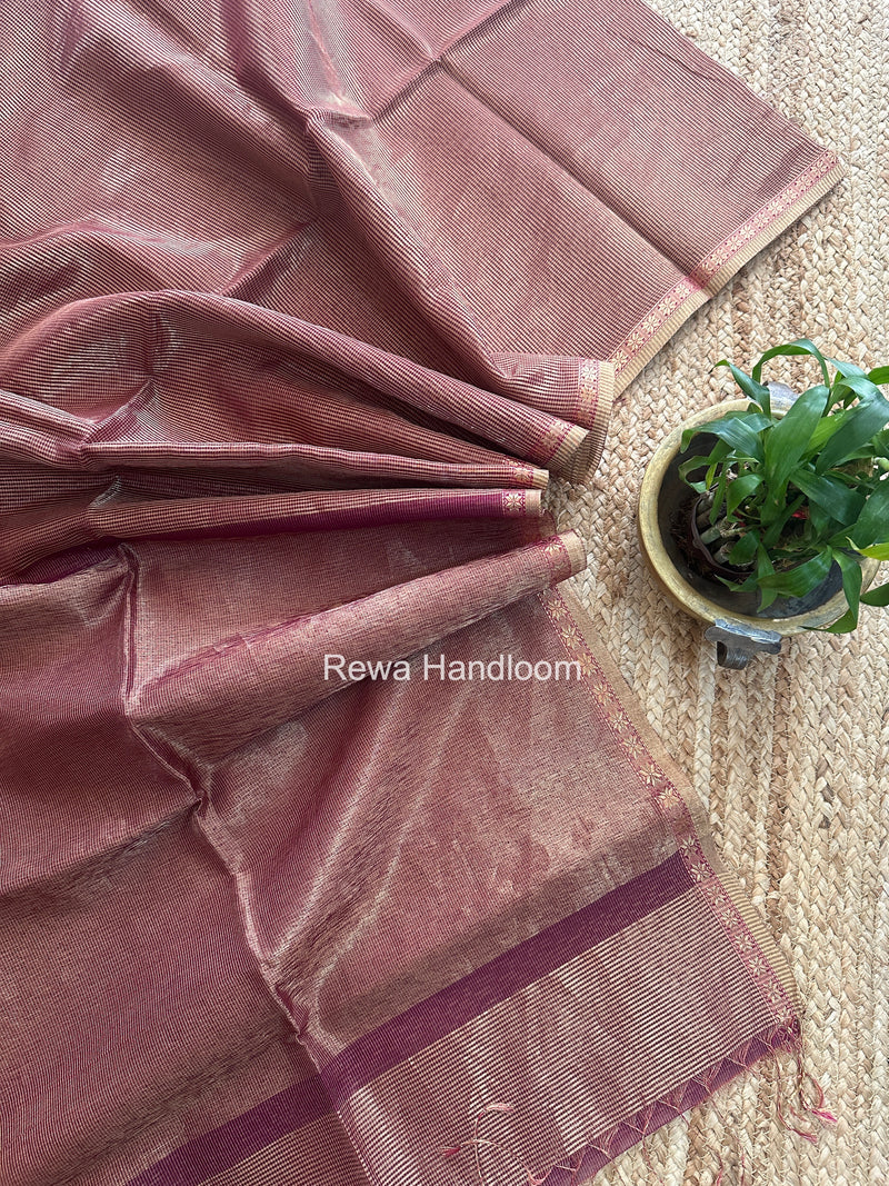 Maheshwari Purple Tissue Silk Saree TCB0094
