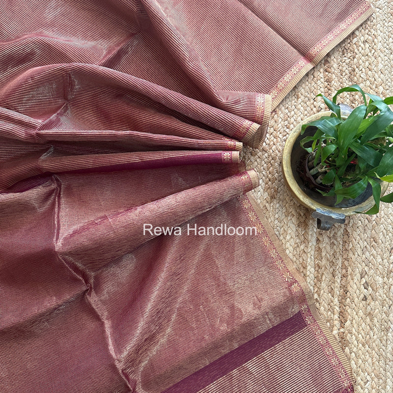 Maheshwari Purple Tissue Silk Saree TCB0094