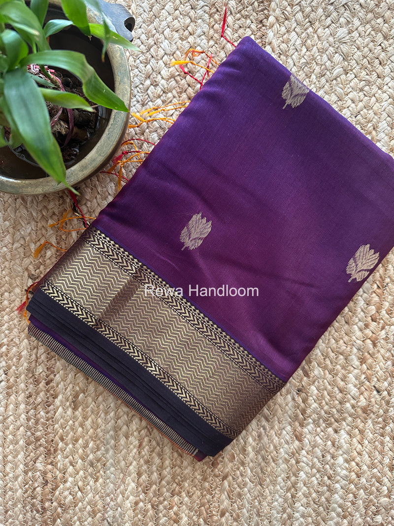 Maheshwari Wine Lotus Shaded Butta Saree SLB041