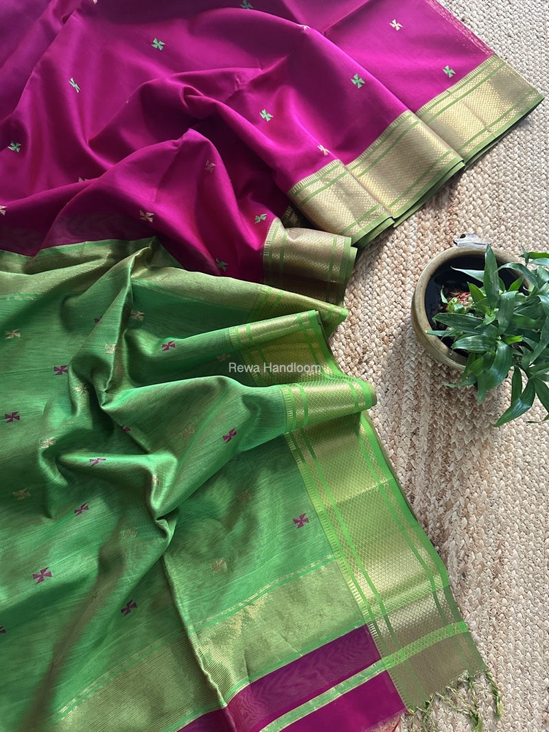 Maheshwari Magenta Zari Butti Saree SW051