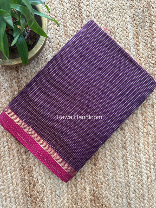 Maheshwari Purple Tissue Silk Saree TCB0097