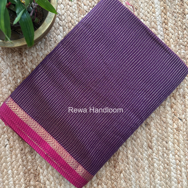 Maheshwari Purple Tissue Silk Saree TCB0097