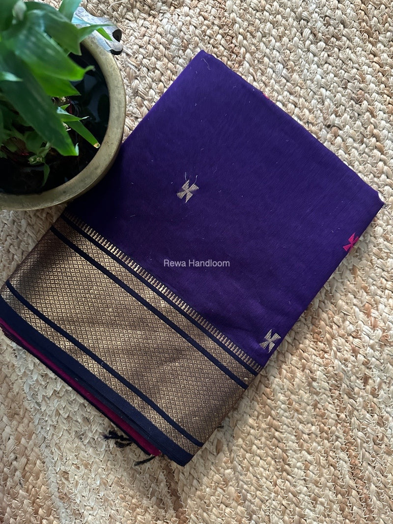 Maheshwari Purple Zari Butti Saree SW052