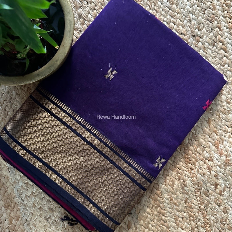 Maheshwari Purple Zari Butti Saree SW052