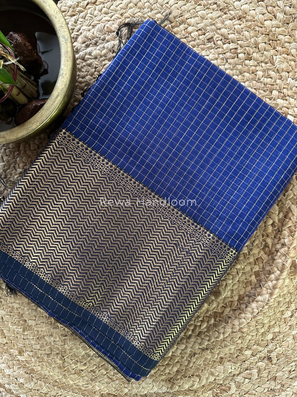 Maheshwari Blue Skirt Checks Saree SCS030