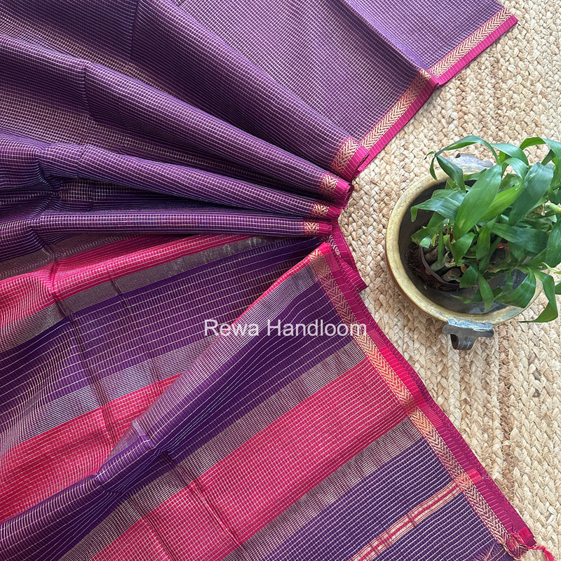 Maheshwari Purple Tissue Silk Saree TCB0097