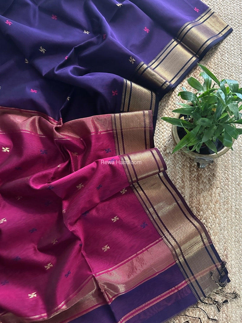 Maheshwari Purple Zari Butti Saree SW052