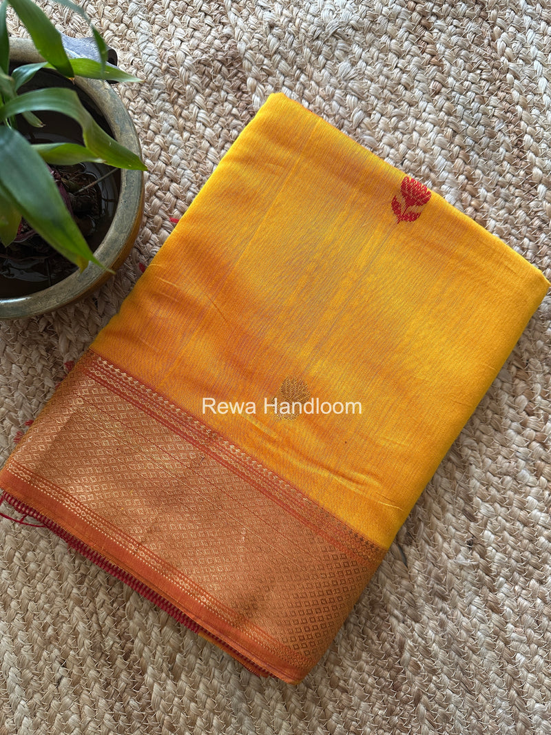 Maheshwari Yellow Lotus Butta Saree LLBS087