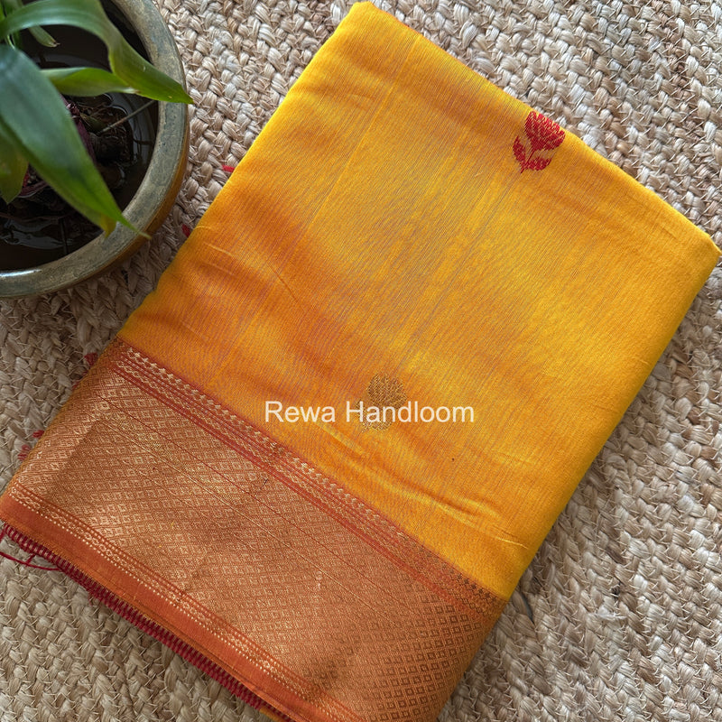 Maheshwari Yellow Lotus Butta Saree LLBS087