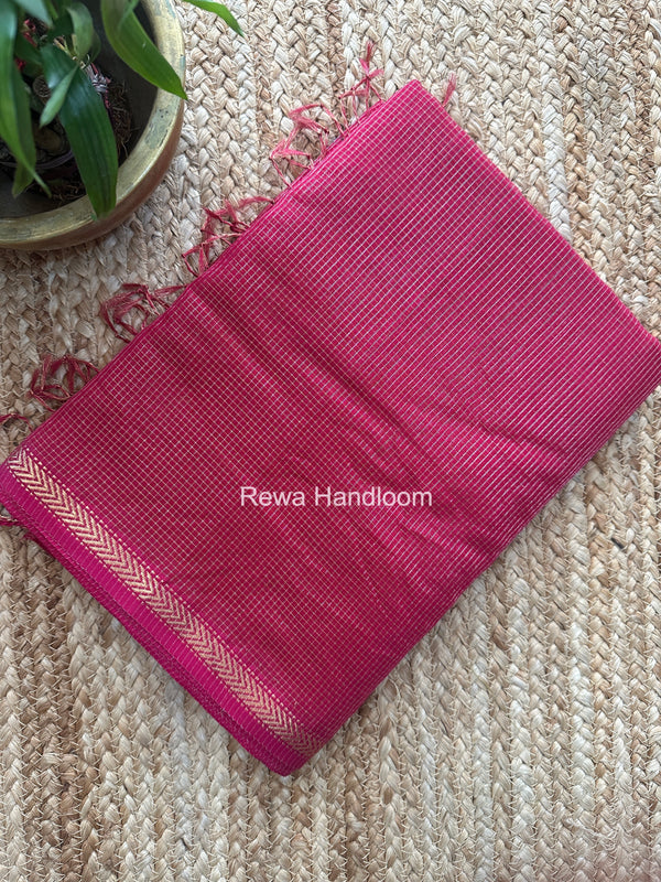Maheshwari Rani Pink Tissue Silk Saree TCB0096