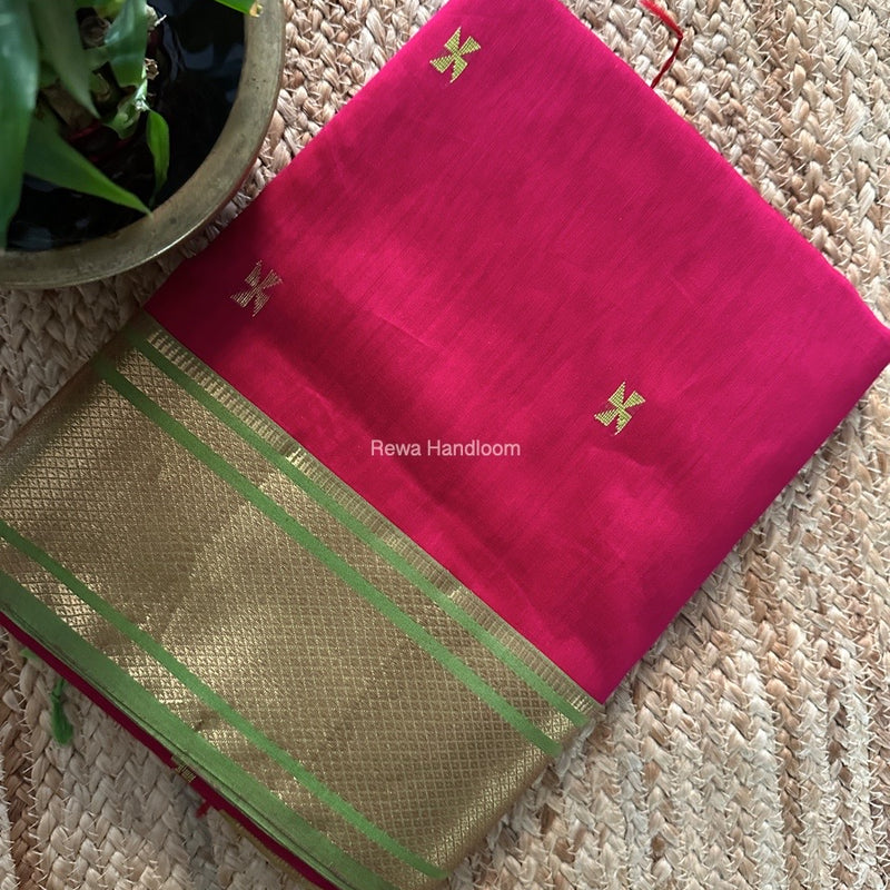 Maheshwari Rani Pink Zari Butti Saree SW054