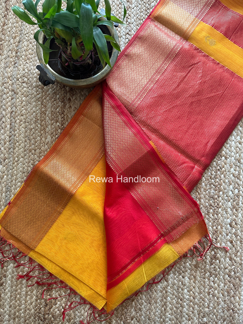 Maheshwari Yellow Lotus Butta Saree LLBS087