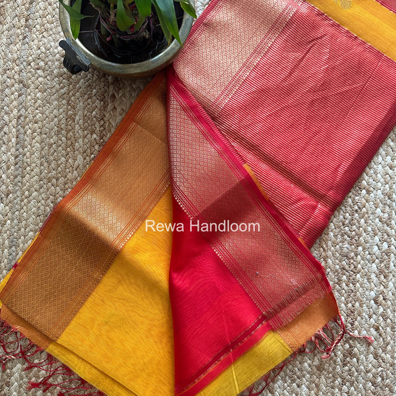 Maheshwari Yellow Lotus Butta Saree LLBS087