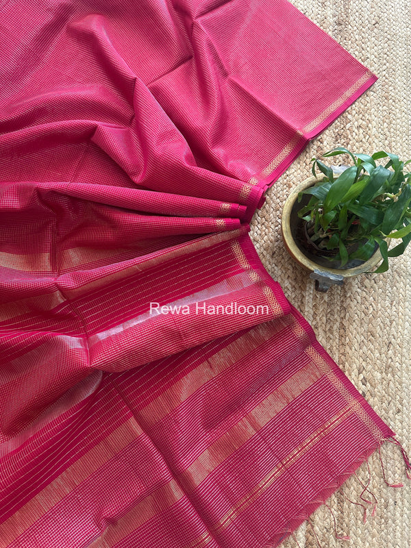 Maheshwari Rani Pink Tissue Silk Saree TCB0096
