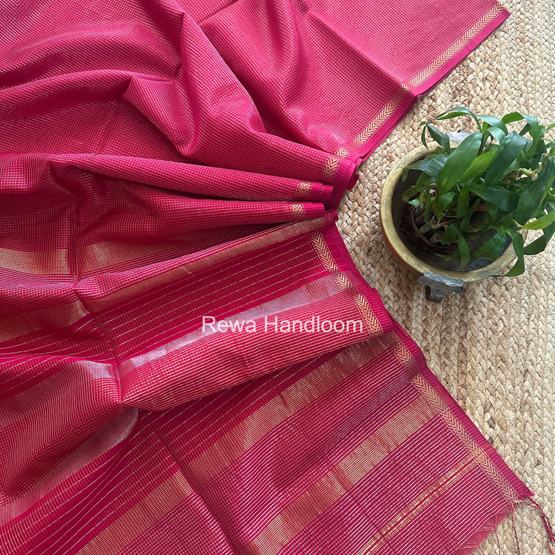 Maheshwari Rani Pink Tissue Silk Saree TCB0096