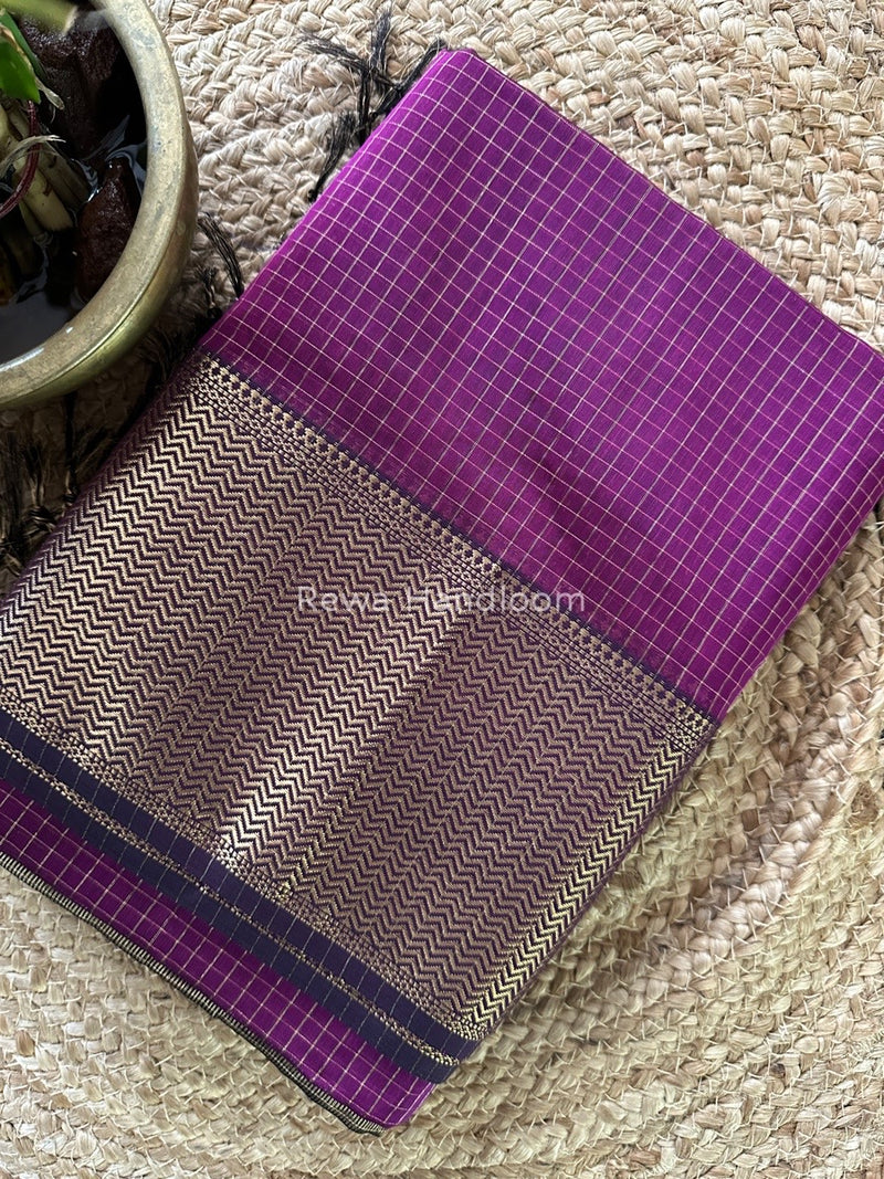 Maheshwari Purple Skirt Checks Saree SCS031